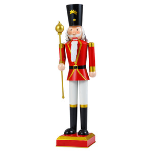 32.5 Inch Christmas Nutcracker with High Hat and Beautiful Scepter-Black & Red