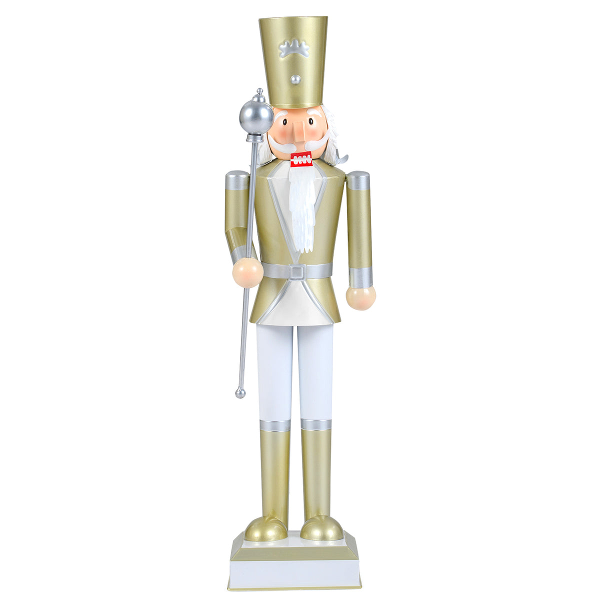 32.5 Inch Christmas Nutcracker with High Hat and Beautiful Scepter-White & Golden