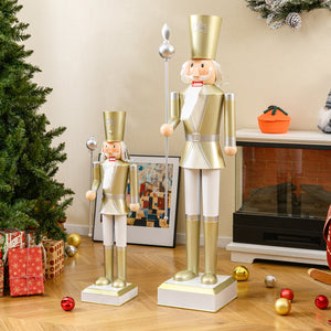 32.5 Inch Christmas Nutcracker with High Hat and Beautiful Scepter-White & Golden