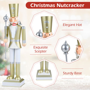 32.5 Inch Christmas Nutcracker with High Hat and Beautiful Scepter-White & Golden