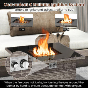 32.5 Inch Propane Fire Pit Table 5000 BTU with Tempered Glass Tabletop-Gray