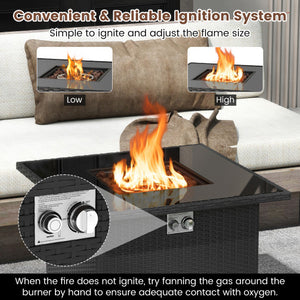 32.5 Inch Propane Fire Pit Table 5000 BTU with Tempered Glass Tabletop-Black