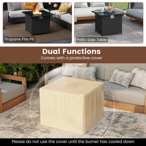 32.5 Inch Propane Fire Pit Table 5000 BTU with Tempered Glass Tabletop-Black