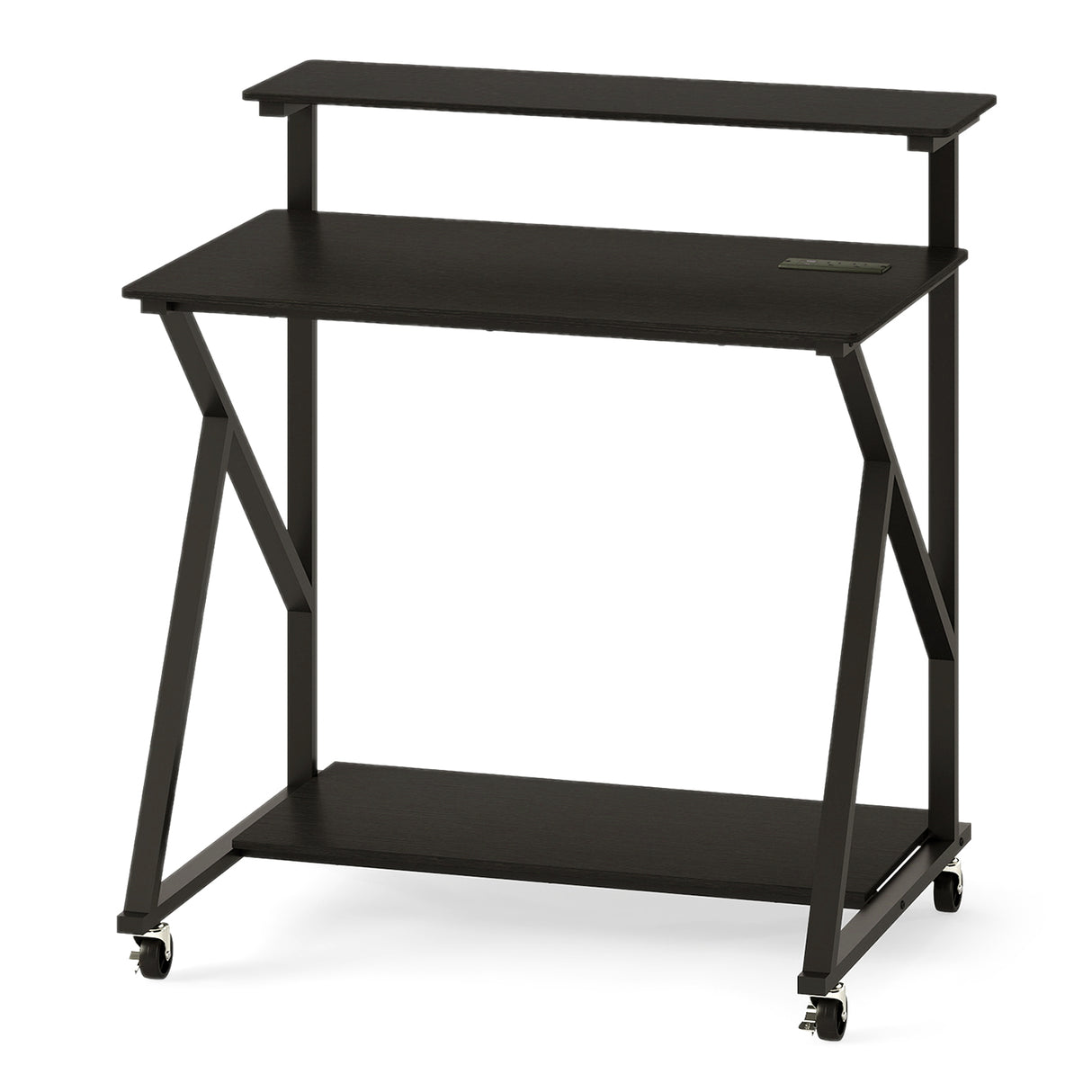 32 Inch Rolling Computer Desk for Small Spaces with Power Outlets-Black