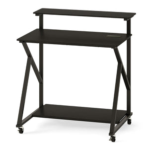 32 Inch Rolling Computer Desk for Small Spaces with Power Outlets-Black