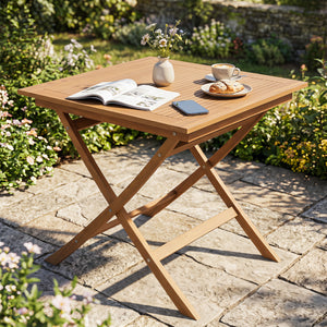 32-Inch Square Solid Teak Wood Patio Dining Table for 4