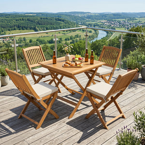 32-Inch Square Solid Teak Wood Patio Dining Table for 4