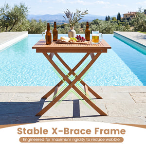 32-Inch Square Solid Teak Wood Patio Dining Table for 4