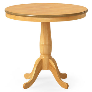 32 Inch Wooden Round Pub Pedestal Side Table-natural