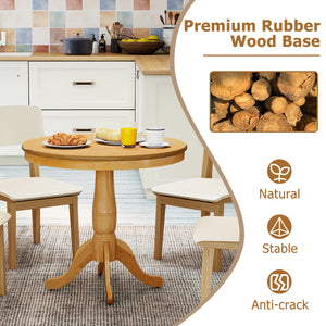 32 Inch Wooden Round Pub Pedestal Side Table-natural