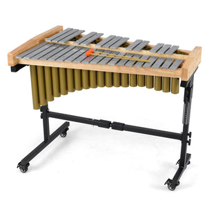 32 Note Marimba Aluminum Xylophone with Rubber Wood Base-Golden