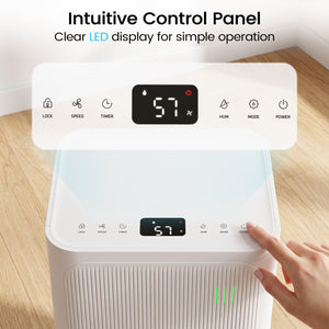 32 Pint Dehumidifier for Home with Drain Hose & Intelligent Control 2500 Sq.Ft-White