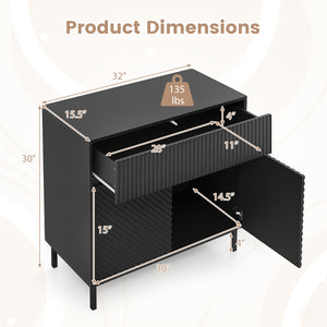 32" Wide Buffet Cabinet with 2 Doors and 1 Drawer for Kitchen-Black