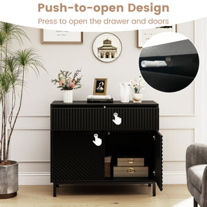 32" Wide Buffet Cabinet with 2 Doors and 1 Drawer for Kitchen-Black