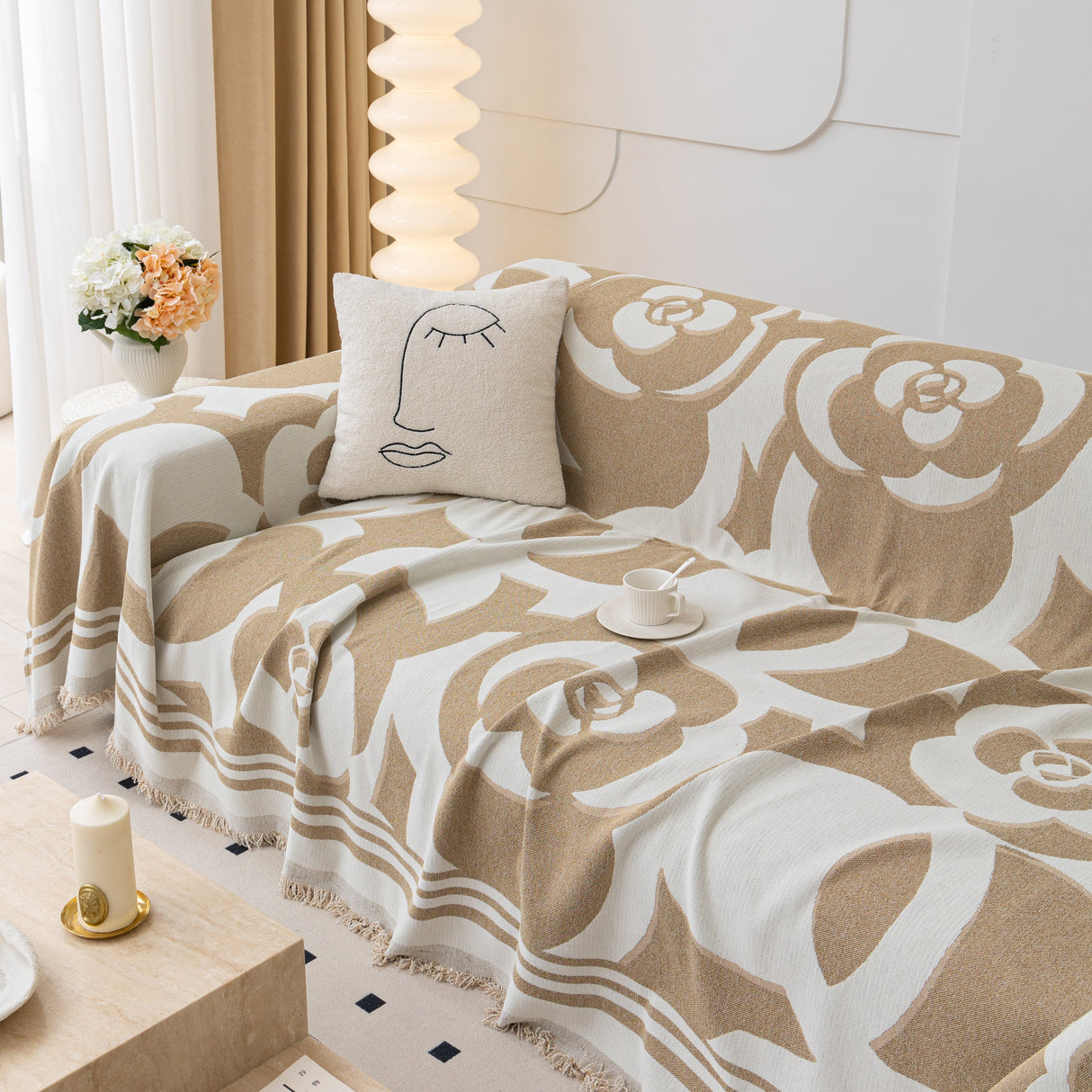 Chenille Sofa Cover Blanket, Couch Cover Blanket Throws for Couches Living Room Furniture Throw Covers