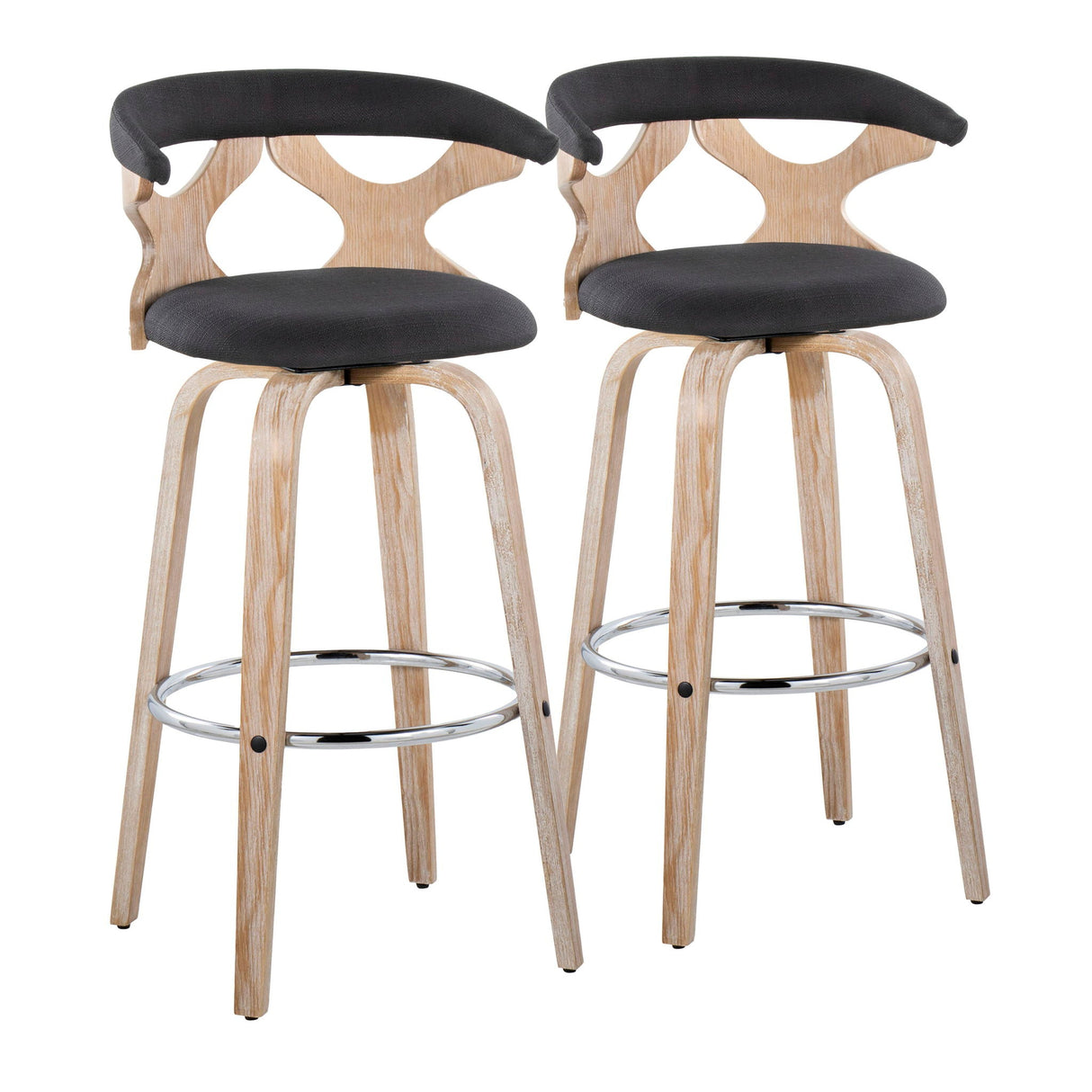 Gardenia - Contemporary Fixed Height Barstool With Swivel With Round Footrest (Set of 2) by Couch.com