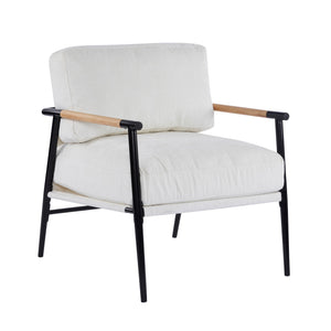 Modern Accent Chair With Plush Cushions and Wooden Armrests