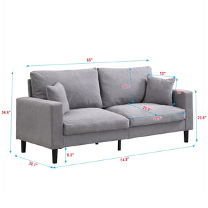 Modern Upholstered 3 Seat Sofa, High Resilience by Couch.com