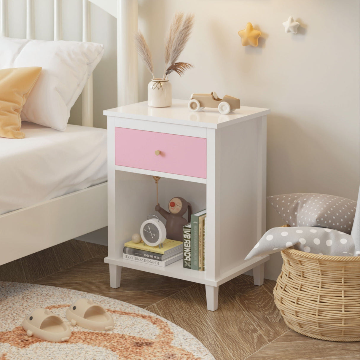 Nightstand With 1 Drawer and 1 Shelf
