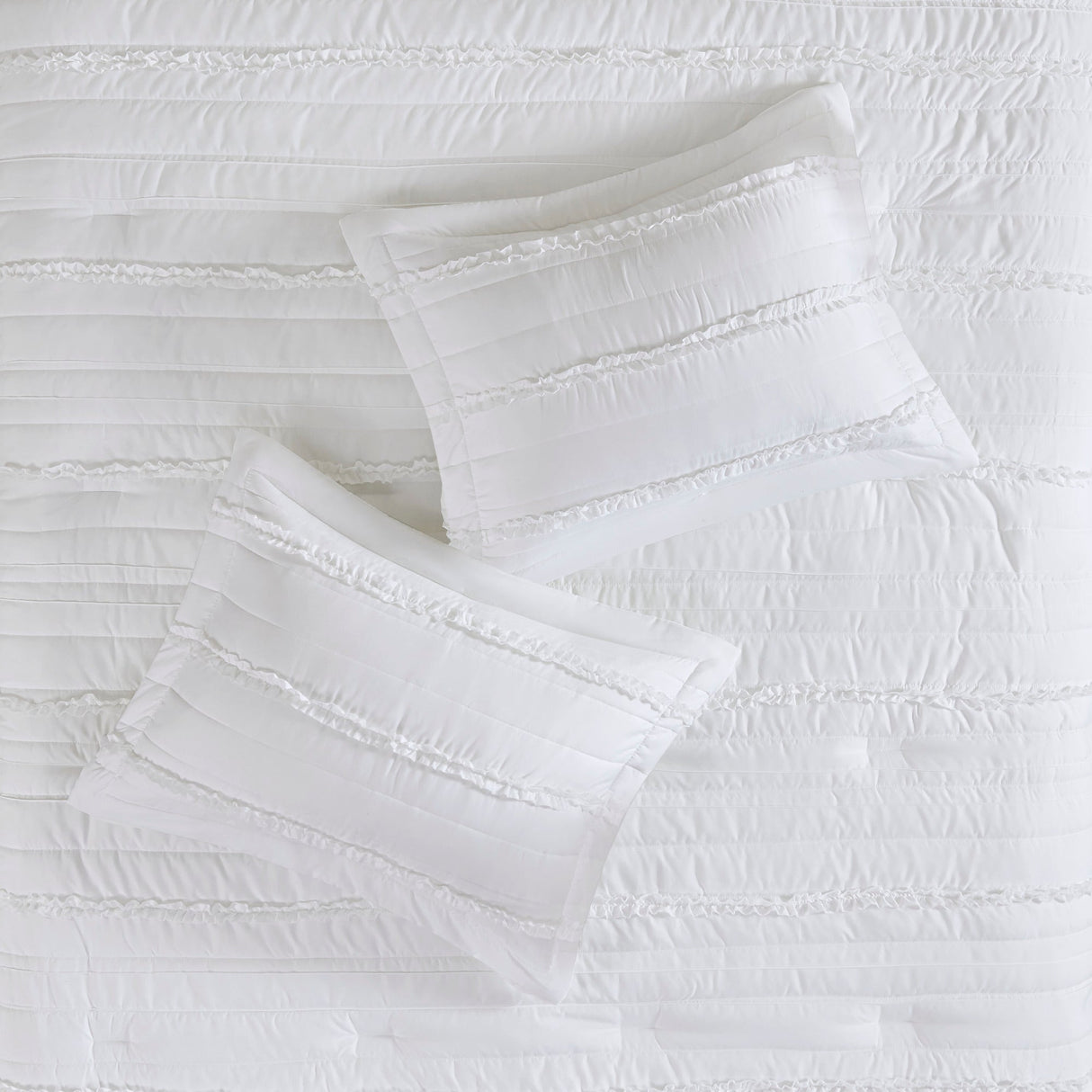 5 Piece Microfiber Ruffled Comforter Set White California King
