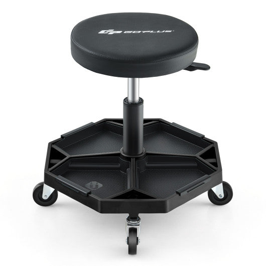 330 LBS Capacity Pneumatic Rolling Mechanic Stool with Padded Seat-Black