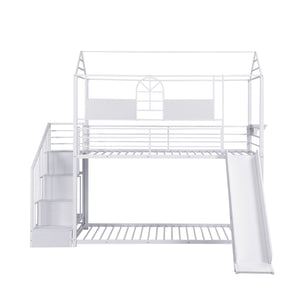 Twin Over Twin Metal Bunk Bed With Slide And Steps by Couch.com