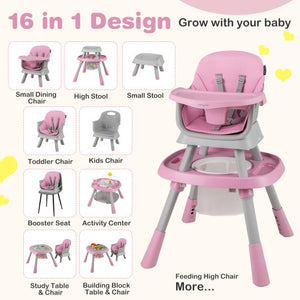 16-in-1 Baby High Chair with Activity Center and Booster Seat for Babies and Toddlers-Celadon