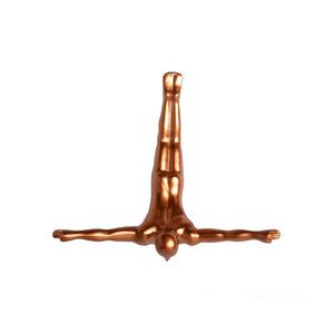 7" X 7" Gold Resin Diving Man Hanging Dimensional Sculpture