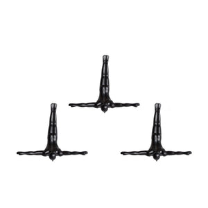 Set of Three Black Resin Diving Man Hanging Dimensional Sculpture