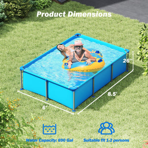 690/978/1158/1617 Gal Outdoor Family Swimming Pool with Metal Frame-6 ft