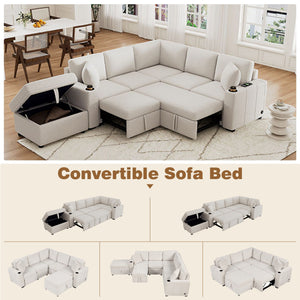 Sectional Sofa Convertible Pull-Out Sofa Bed With A Movable Storage Ottoman For Living Room by Couch.com