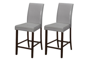 Set of Two 25 " Gray And Brown Solid Wood Counter Height Bar Chairs