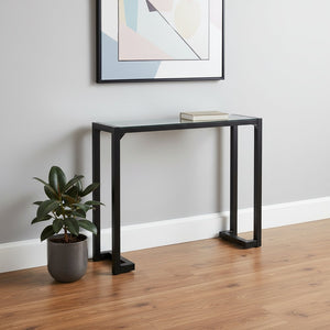 42" Clear and Black Glass Console Table