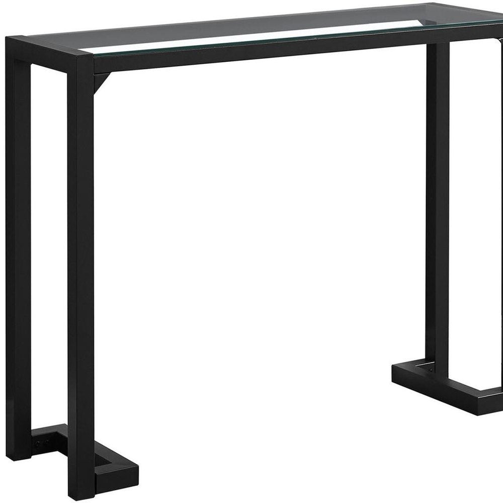 42" Clear and Black Glass Console Table