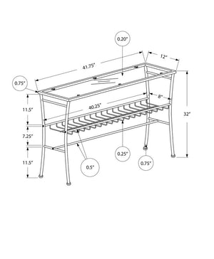 42" Clear And Silver Glass Console Table With Storage