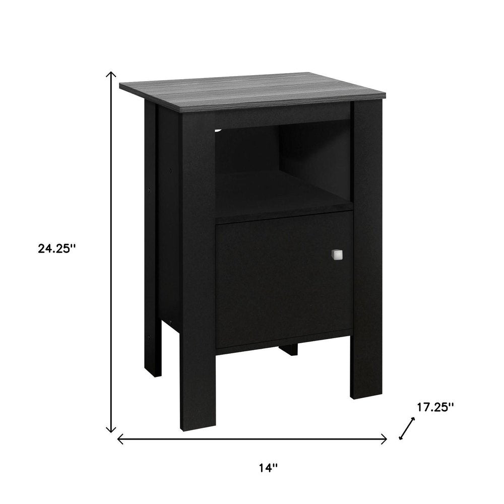 24" Black Wood Nightstand