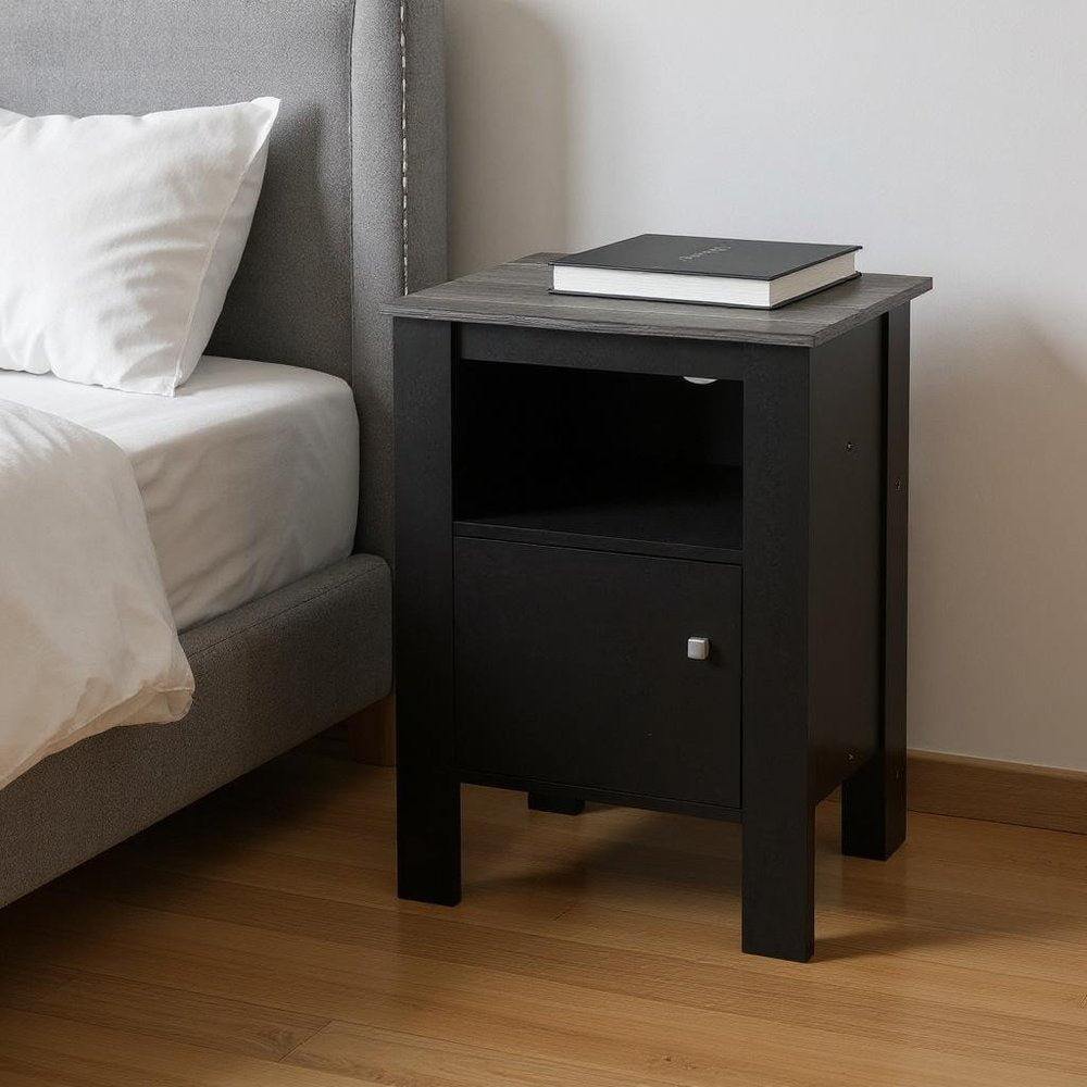 24" Black Wood Nightstand