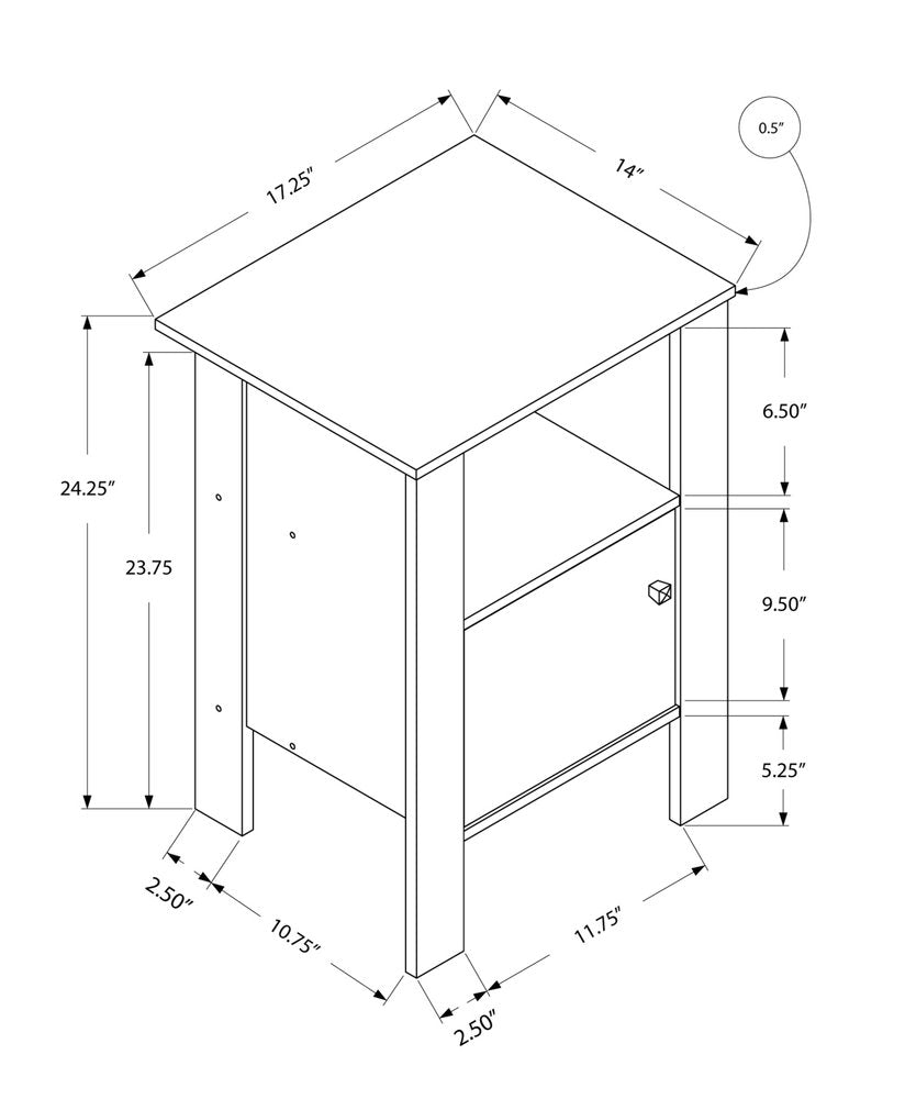 24" Espresso Wood Nightstand