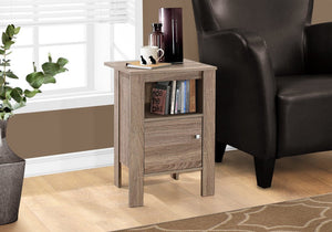 24" Deep Taupe Wood End Table With Shelf