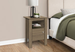 24" Deep Taupe Wood End Table With Shelf