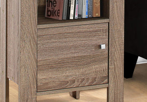 24" Deep Taupe Wood End Table With Shelf