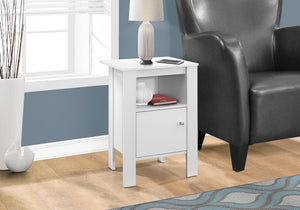 24" White Wood End Table With Shelf
