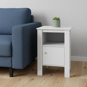 24" White Wood End Table With Shelf