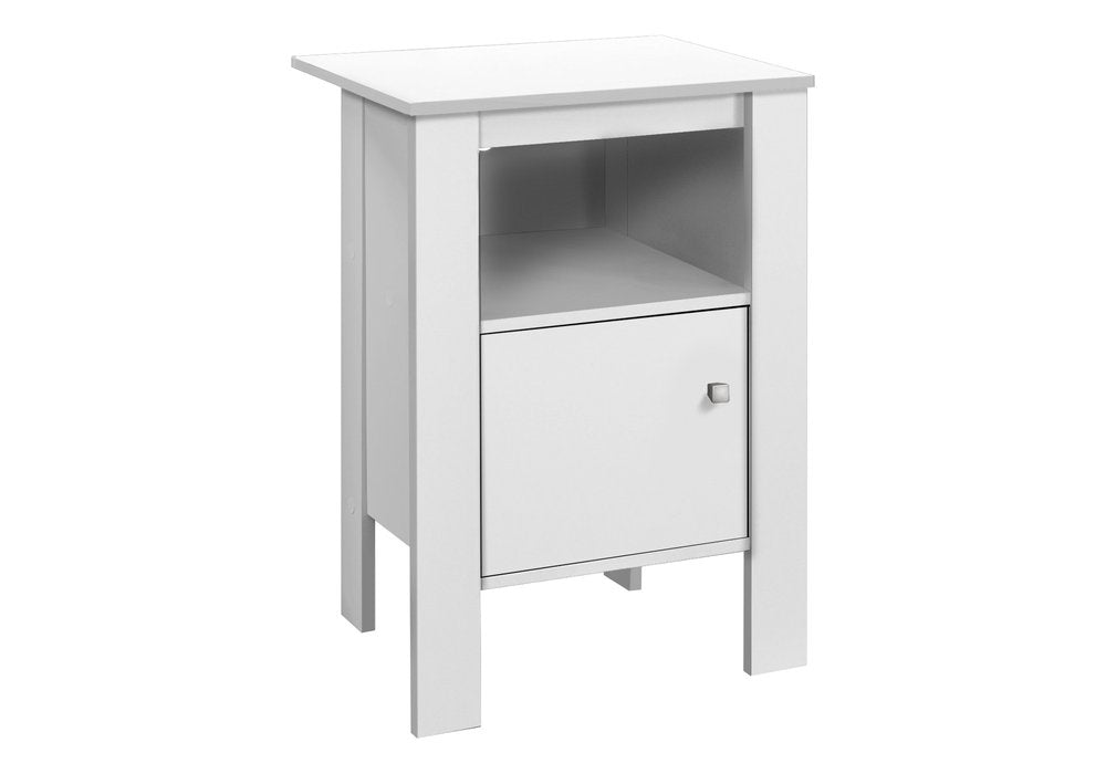 24" White Wood End Table With Shelf