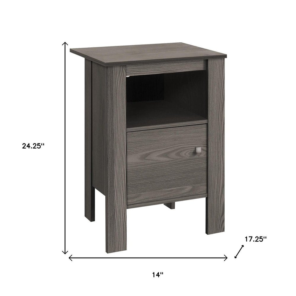 24" Gray Wood End Table With Shelf