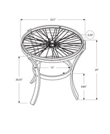 24" Black And Clear Glass And Metal Round End Table With Shelf