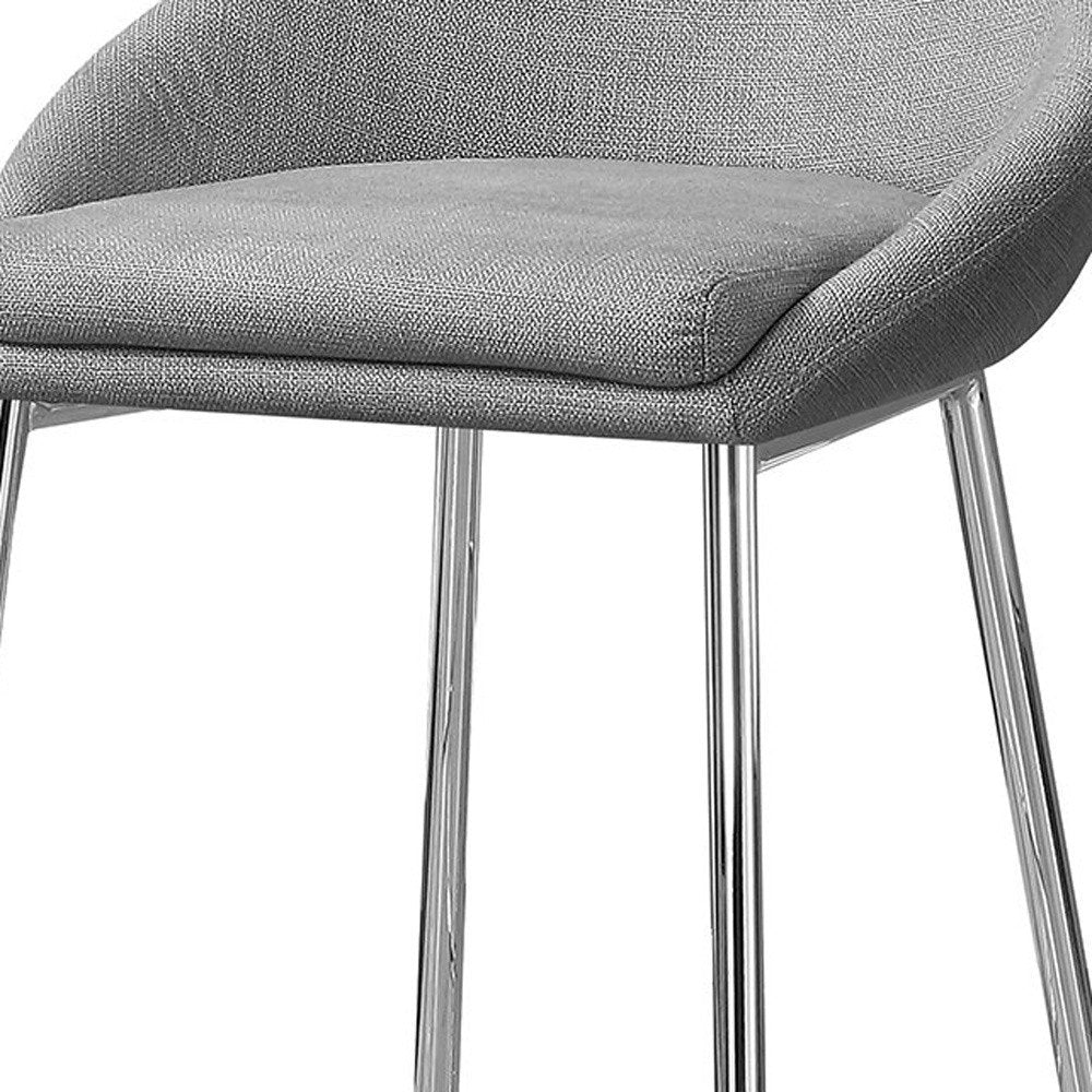 Set of Two 30" Gray and Silver Metal Low Back Bar Chairs