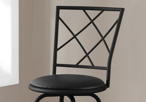 Set of Two 28" Black Leather Match And Metal Bar Chairs