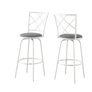Set of Two 28" Gray and White Metal Bar Chairs