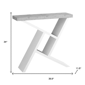 36" Gray and White Abstract Console Table With Shelves